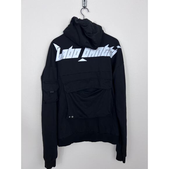 Labo Bantti Large Black Streetwear Hoodie Utility Back Pocket - Picture 7 of 8